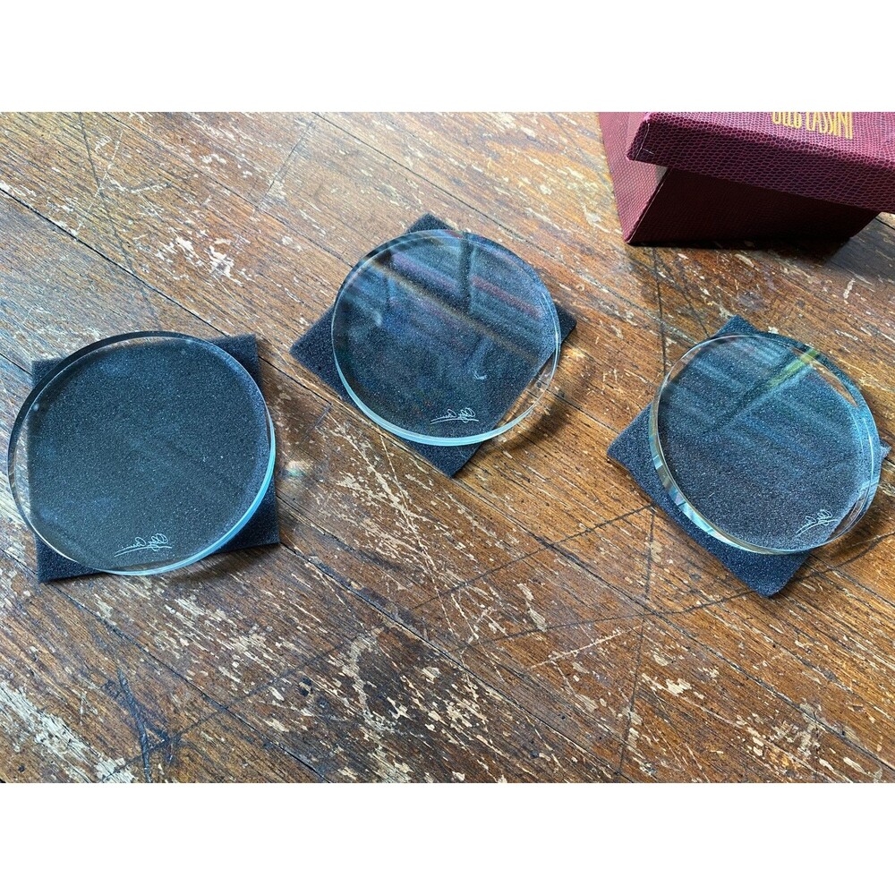 Oleg Cassini Round Circle Crystal Glass Coasters Set of 3